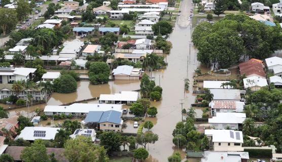 An image of a heavily flooded town