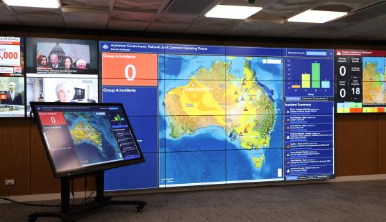 An image of the screens at the National Situation Room