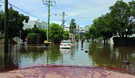 An image of a heavily flooded town