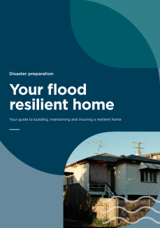 The cover of the "Your flood resilient home" disaster preparation booklet